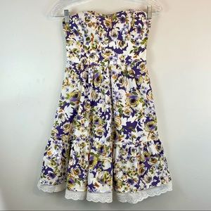 B. Darlin floral lace strapless dress